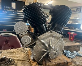 Rebuilt engine right side complete and ready to be placed into the frame.